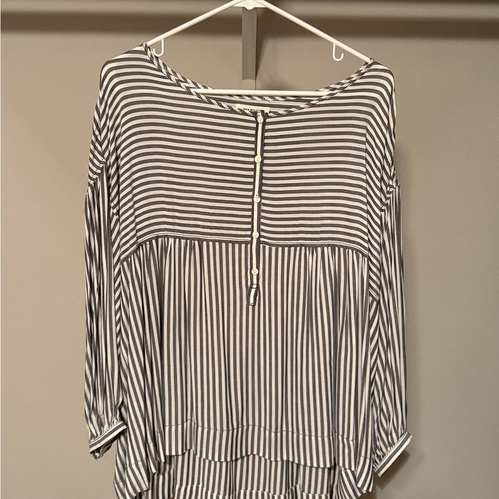 Max Studio Black and White Striped Blouse